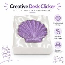 1pc Creative Shell Desktop Clicker, Purple Conch Press-Style Desktop Ornament With White Wave Base, Compact Ocean Style Office Desk Decor, Suitable For Home, Workspace And Gifts - Multicolor - View 10