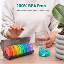 Large Weekly Pill Organizer, 2 Doses Per Day, 7-Day Pill Box With Easy-Open Double Protection, AM PM Pill Box Suitable For Medications/Vitamins/Fish Oil/Nutritional Supplements - Multicolor - View 9