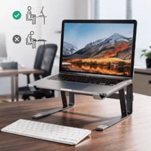 Desktop Laptop Stand, Ergonomic Laptop Riser, Metal Material Computer Stand, Suitable For 10-18 Inch Detachable Portable Laptop Cooling Stand, Suitable For Home Or Office Workspace, Minimalist Design - View 4