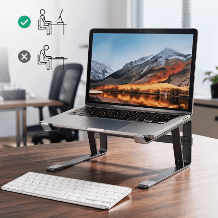 Desktop Laptop Stand, Ergonomic Laptop Riser, Metal Material Computer Stand, Suitable For 10-18 Inch Detachable Portable Laptop Cooling Stand, Suitable For Home Or Office Workspace, Minimalist Design - View 1