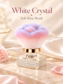 1pc Cute Rose Flower Makeup Brush, Soft Fluffy Mushroom Head Powder Brush With Sparkling Rhinestone Base, Portable Face Beauty Tool For Loose Powder, Blush, Makeup, Vanity, Travel & Gift - Makeup Brush - View 11