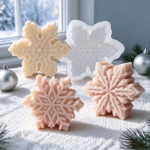 Resin Silicone Mold, Snowflake Shaped Candle Silicone Mold, Christmas Snowflake Texture Element Design, Multi-Purpose Pouring Mold For Scented Candles, Handmade Soap, Epoxy Resin Plaster, Easy Demolding DIY Handmade Mold - A-White - View 4