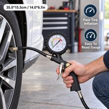 3-In-1 Tire Pressure Gun – -Plated Air Gauge With Inflator & Deflator For Car Tires – Universal Tire Chuck & Pressure Gauge For Auto, Truck, Motorcycle & Bike – Durable, Accurate & Easy To Use For Daily Maintenance - A - View 2