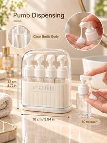 Bộ chai chiết du lịch trong suốt phong cách tối giản, có nắp chống bụi và đế lưu trữ, chai chiết nạp lại cầm tay chống rò rỉ, dùng cho du lịch nghỉ lễ, bàn phòng tắm, kỳ nghỉ hè, công tác và lưu trữ chăm sóc da hàng ngày - Nhiều màu - Xem 12