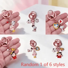 1pc Snoopy Bag Charm Keychain, Gold Cartoon Lobster Clasp Key Ring, Cute Backpack Car Key Bag Pendant, Ideal Birthday Holiday Gift For Teenage Girls - Multicolor - View 7