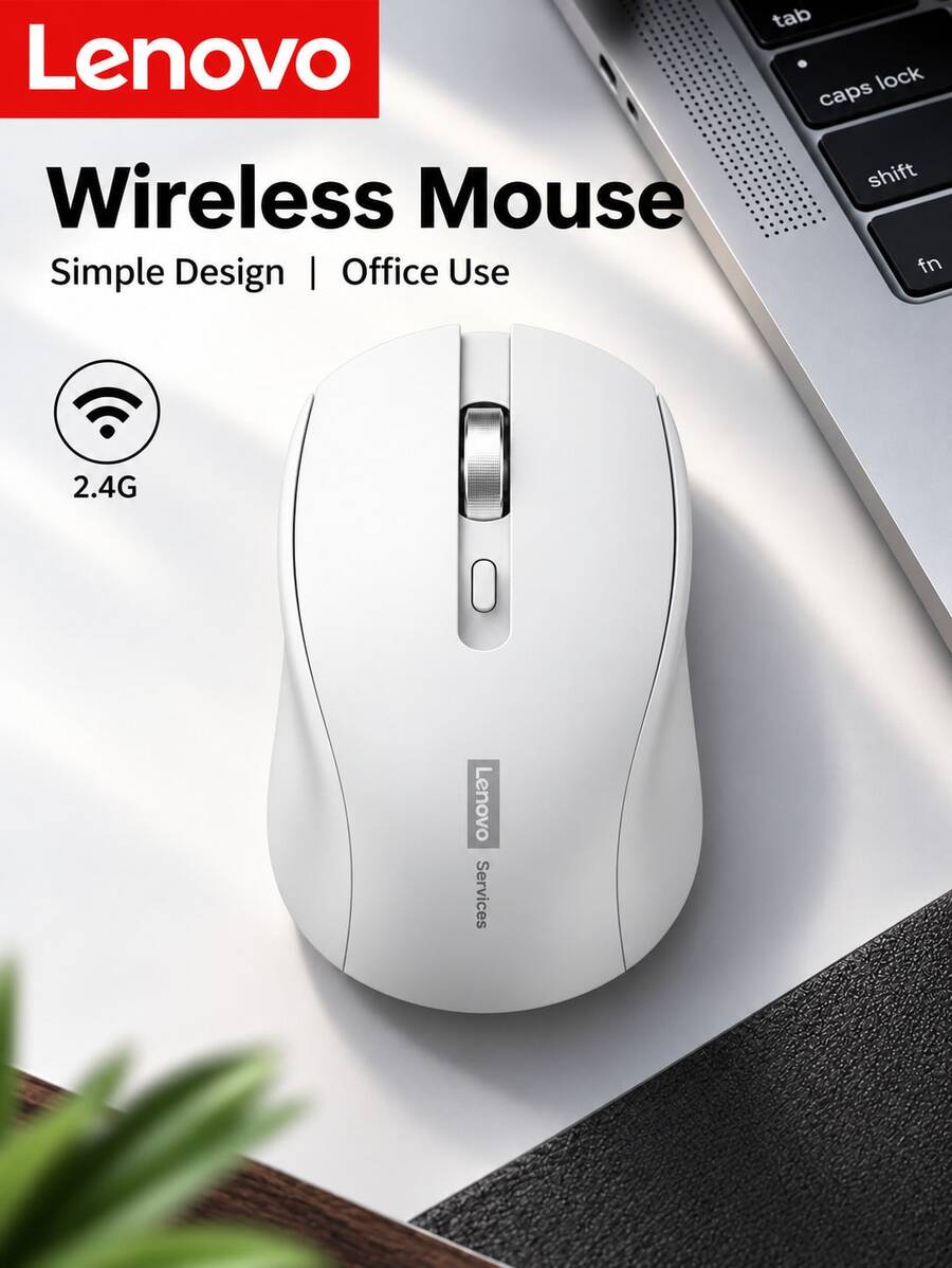 Lenovo N220 無線滑鼠，2.4G USB 無線滑鼠，靜音點擊，可調 1000/1200/1600 DPI，輕量便攜人體工學滑鼠，適用於筆記型電腦、桌上型電腦、辦公室、居家、學習和日常使用
