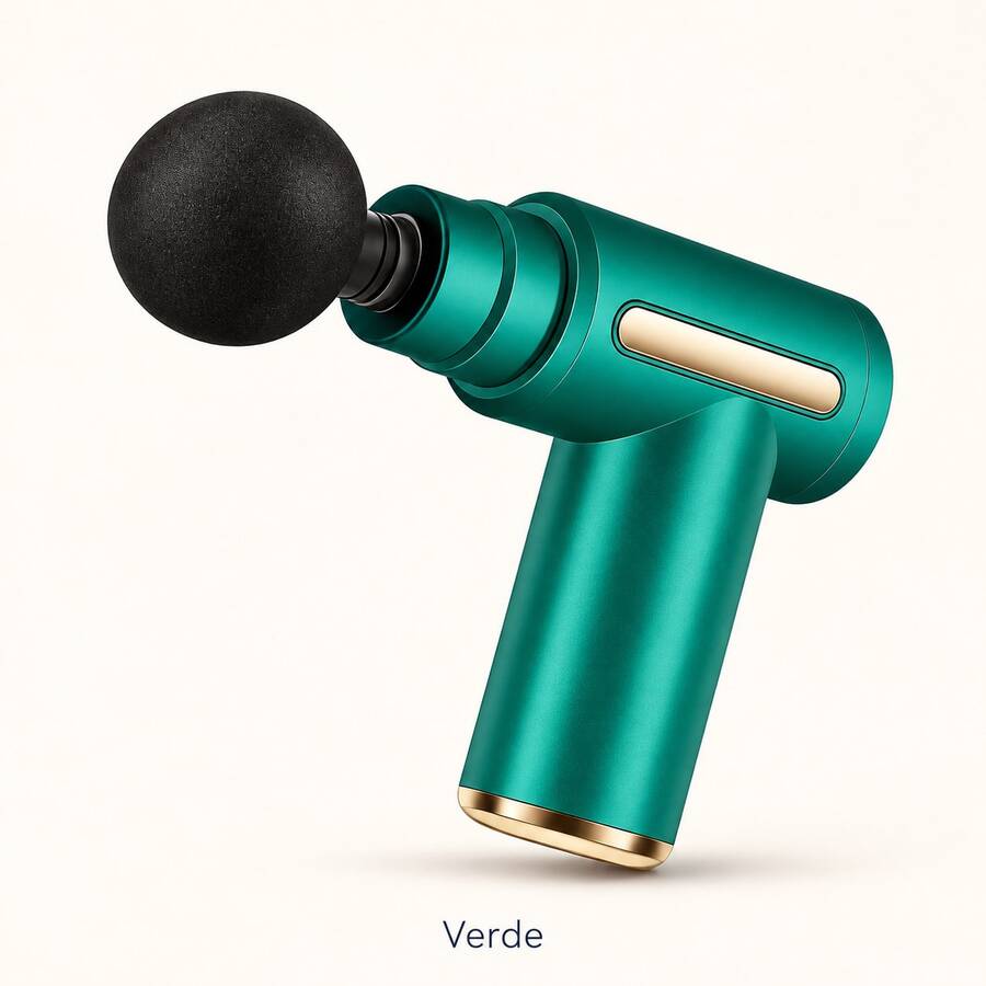 Mini Pistola de Masaje Muscular Eléctrica con 4 Cabezales Intercambiables, Masajeador de Percusión Portátil Recargable USB-C para Cuello, Espalda, Hombros, Brazos y Piernas - Verde - Ver 1