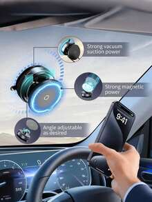 Dudukan Ponsel Mobil Magnetik dengan Perekat Vakum yang Dapat Diputar 360°, Magnet N52 Universal, Cocok untuk Dasbor dan Kaca Depan, Dudukan Ponsel Stabil, Kompatibel dengan Semua Smartphone, Cocok untuk Mobil, SUV, dan Truk - A - View 9