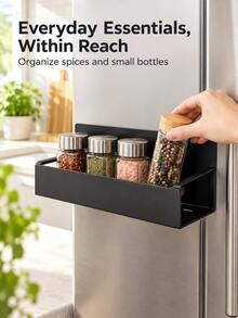 Refrigerator Condiment Rack, Movable Wooden Storage Shelf, Space-Saving Kitchen Organizer, Suitable For Refrigerator And Microwave, Seasoning And Spice Storage Rack, Halloween Thanksgiving Christmas New Year Kitchen Supplies - Multicolor - View 8