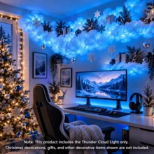 BINDLAN 3D Thunder Cloud Lamp, RGB Color Changing, Music Sync, Wall And Ceiling Mount For Gaming Room, Aesthetic Room, Bedroom, Halloween Party And Christmas Party, Ambient Cloud Light, Led Strip, Holiday Decor, Dynamic Lighting, Indoor Led Lighting - Multicolor - View 2