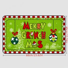 The Grinch 1 pieza Alfombra de cocina navideña, tapete de piso antideslizante con patrón de dibujos animados, decoración festiva para el hogar - Alfombra - Ver 8