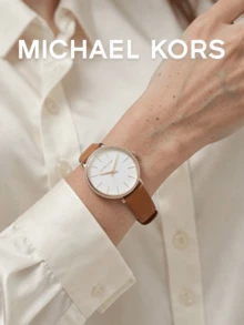 Michael Kors MK2801 Women's Quartz Watch, Brown Leather Strap, Rose Gold Case, Small Dial, Perfect Gift For Birthday And Anniversary - White - View 6