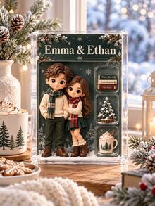 Custom Portrait Doll, Personalized Digital Portrait Art, Custom Photo To Cartoon Acrylic Plaque, Wedding Keepsake, Personalized Acrylic Keepsake, Anniversary Gift, Perfect Keepsake For Special Someone, Personalized Photo Stand, Office Decor, Elegant Living, Photo Gift - Multicolor - View 9