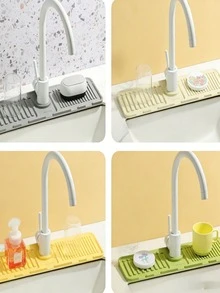 1pc Faucet Splash Guard, Anti-Splash Design, Adjustable, Narrow Edge, Suitable For Kitchen Sink And Bathroom Vanity, With Drainage Function; Also Applicable To Wash Basin, Dish Rack, Kitchen Storage Rack And Other Scenarios; Practical Kitchen Accessory, Home Decor, Kitchen Supplies, Christmas Gift - View 2