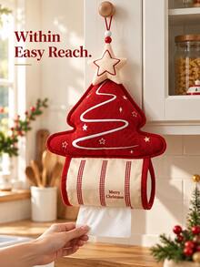 Christmas Tree Shaped Tissue Box - Kitchen Storage Accessory That Can Be Used As Home Decor (Such As Hanging Ornament For Bedroom, Sofa Or Living Room) Or As Car Tissue Holder And Multi-Functional Decorative Item - View 1