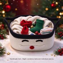 1pc Cute Christmas Theme Storage Basket, Home Living Room Holiday Decoration Gift Storage Bin - Multicolor - View 13