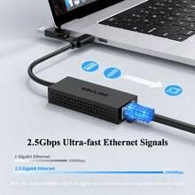 2.5G Ethernet Adapter WAVLINK NWU331GCA, USB-C/USB-A To RJ45 LAN Converter, 2500Mbps Network Adapter, Compatible With Laptop/PC, Black - Black - View 2