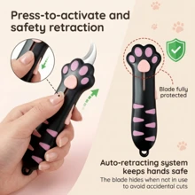 2pcs Set (1pc Cute Cat Paw Retractable Utility Knife + 1pc Lanyard) Portable Curved Blade Box Opener, Non-Slip Handle, Suitable For Home Package Unboxing, Crafting, Back To School And Office Desk Accessories - Multiple Styles - View 3