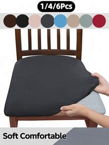 Solid Color High Elastic Chair Seat Cover, Dust-Proof And Wear-Resistant, Suitable For Dining Chair, Office And Home Decor, Washable Dust-Proof Protective Cover, Suitable For Restaurant, Hotel, Home Bench Use, Universal Milk Silk Chair Seat Cover, Dining Chair Cover, Dining Table Chair Cover, Dining Chair Cover Set, 1, 4 Or 6 Pieces - Multicolor - View 9