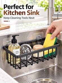 Bathroom & Kitchen Wall-Mounted Storage Basket, No-Drill Hanging Organizer, Toiletries Storage Bin, Kitchen Ginger & Garlic Seasoning Rack, Draining & Moisture-Proof Design, Suitable For Bathroom, Kitchen, Washroom, Dorm - Multicolor - View 8