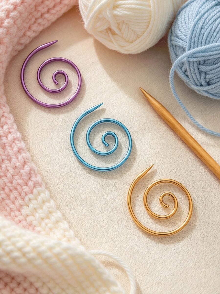 [10pcs]Spiral Stitch Markers, Yellow, Blue, Purple, Yarn Knitting ...