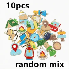 10pcs Outdoor Camping Series Enamel Pendants Tent Campfire Map Compass Charms DIY For Jewelry Making Accessories - Camping Series - View 26