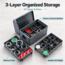 3-Layer Faucet Repair Tool Kit With Aerator Removal Keys, O-Rings, Sealing Washers, Hex Keys & Screws For Kitchen And Bathroom - A - View 1