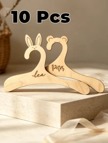 Personalized Wooden Name Clothes Hanger Custom Laser Cut Mini Display Hanger Animal Shape Closet Organizer Pet Outfit Hanger Name Display Decorative Wardrobe Hanger Personalized Gift Home Closet Decor Keepsake Multi Style - Multicolor - View 24