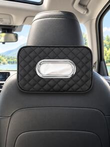 Car Tissue Box PU Leather Car Tissue Box Quilted Headrest Tissue Storage Hanging Bag Rear Seat Hanging Rectangular Tissue Box Easy Access Tissue Box Car Interior Decoration Suitable For SUV, Sedan, Truck, Road Trip - A - View 17