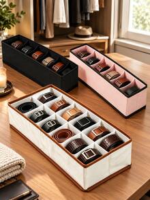 Oxford Cloth 6-Slot Belt Organizer Box, Large Capacity With Dividers, Suitable For Ties, Bow Ties And Scarves, High Capacity Multi-Functional Belt Storage Box - Multicolor - View 6