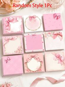 9/2/1/Set Pink Bow Sticky Notes Set, Cute Gift Notepad Stickers Ideal For Student Classroom Learning & Diary Decor Office Desk Accessories,Office Desk Accessories,Office,School Supplies,Teacher Stuff,Classroom - Multi-color - View 11