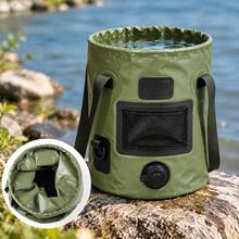 25L Foldable Camping Bucket With Valve Portable Collapsible Bucket - Green - View 2