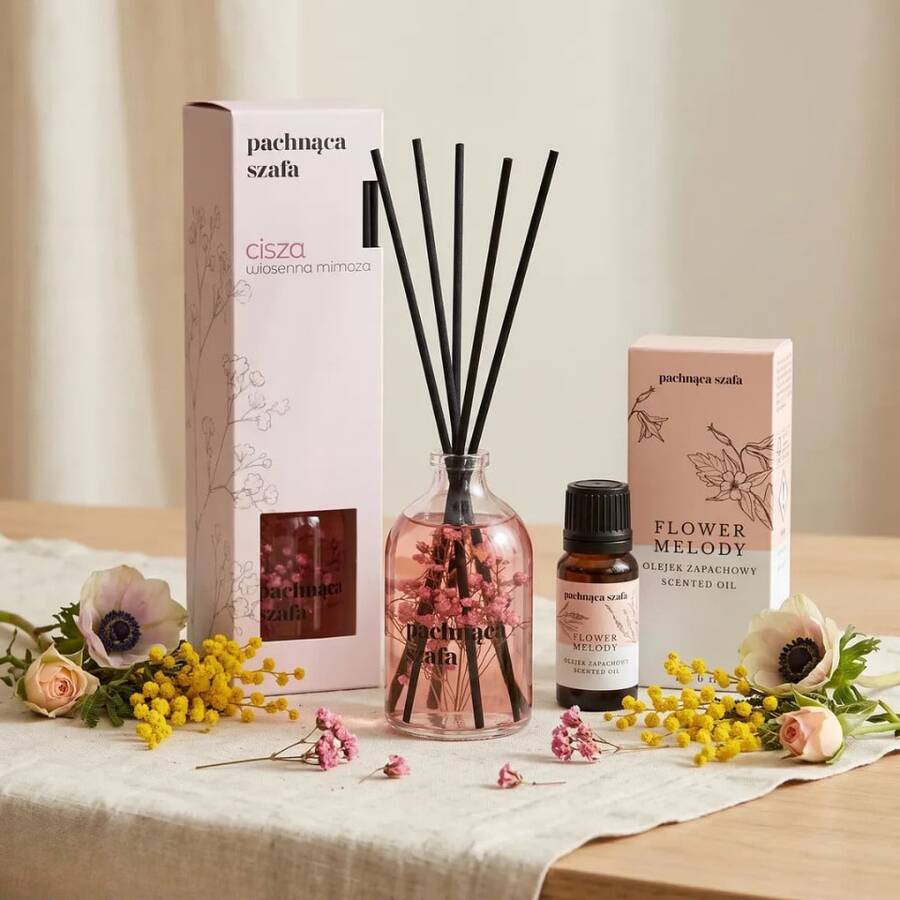 Pachnaca Szafa "Silence" Reed Diffuser + "Flower Melody" Fragrance Oil - 2pcs - View 1