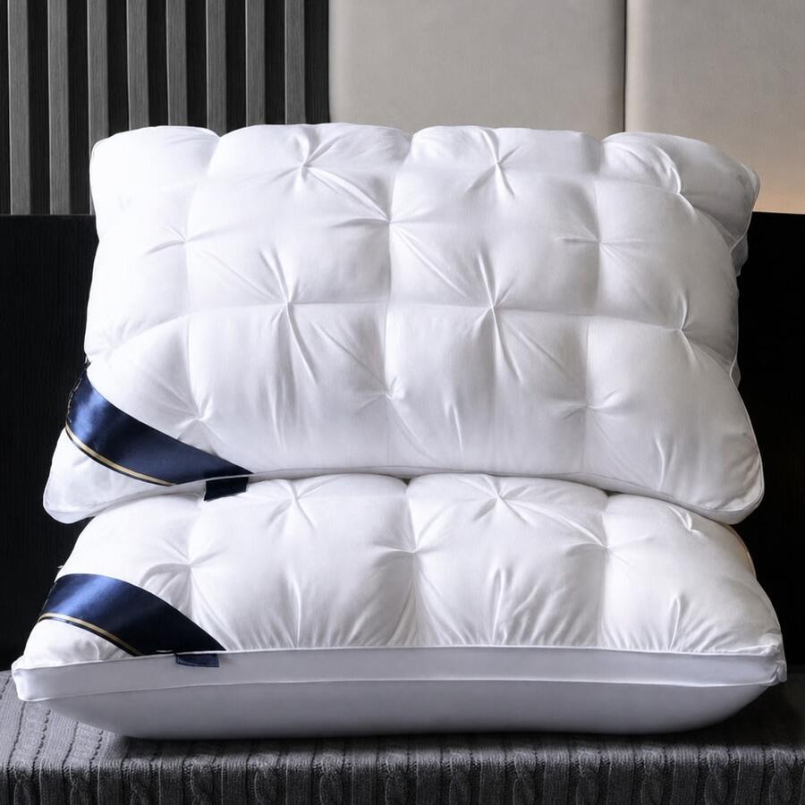 Hotel-Grade Fluffy Bed Pillow, Wrinkle Design Luxury Sleeping Pillow, Soft Support Neck Pillow, Suitable For Side And Back Sleeping, Bedroom Guest Room Home Bedding Decor Plush Comfortable Pillow - A - View 1