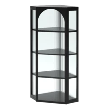 105CM Triangular White-Clear Glass Wall Cabinet, Four-Tier Storage, No Back Panel Required, Suitable For Kitchen And Bathroom - Black - View 12