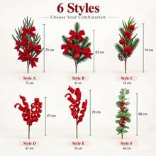 Christmas Flower Picks 3PCS A B C D E F Mixed Branches For Holiday Decoration - Multicolor - View 4