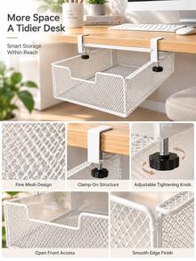 1sat Bedside Hanging Storage Basket, No-Drill Metal Mesh Storage Rack, Space-Saving Bedside Storage Shelf And Bunk Bed Headboard Storage Basket, Suitable For Bedroom, College Dorm, Children's Room, Students, Renters And Small Space Users - Multicolor - View 6