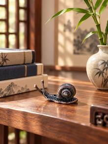 Copper Snail Figurine, Tabletop Desktop Statue, Plant Pot Landscape Decor, Bonsai Terrarium Scene Ornament, Indoor Desk Display Decoration, Office Study Table Accent Decor - Brass Snail - View 1