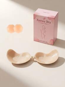 Xeetee Reusable Silicone Adhesive Lift Bra, Strapless Cleavage Enhancing Bra For Women & Girls, Invisible Sticky Bra - Coffee Brown - View 9