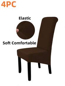 XL Size Elastic Dining Chair Cover, Suitable For Dining Room, Large Dining Chair Cover, Elastic Chair Cover, Parsons Chair Cover, High Elasticity Seat Cover, Dining Chair Cover With Elastic Band, XL/Extra Large Removable Washable Soft Spandex Dining Chair Cover, Suitable For Kitchen, Hotel Banquet, Solid Color (Light Mocha) - Multicolor - View 16