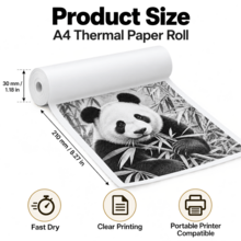 A4 Thermal Sensitive Printing Paper Roll, Thickened Quick-Drying Inkless Paper For Portable Printers, Christmas Retail Receipts, Halloween Event Coupons, Business Invoices, Office & Retail Labels, Compatible Refill Paper Only - View 4