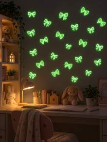 12pcs Glow-In-The-Dark Pink Bow Stickers, Suitable For Home Decor In Living Room, Bedroom And Kids Room. Removable Semi-Matte Self-Adhesive Stickers For Living Room, Bedroom And Kids Room. Home Decor Stickers, Wall Decals, Vinyl Stickers, Spring Decor To Add Vitality To The Home. Rama Decor Sticker Gift, Ideal For Birthday Or Graduation Gifts. - A - View 6