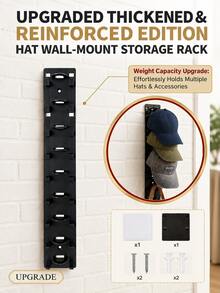 Baseball Cap Storage Rack, Wall-Mounted Hat Holder With Strong Adhesive Backing, Plastic Material, Holds 10 Hats Each, Door/Closet Hat Display Rack, Multi-Layer/Double-Layer Installation Options (Random Color) - View 15