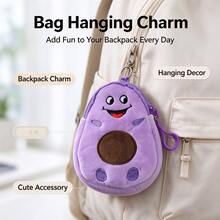1pc Cute Cartoon Avocado Plush Coin Purse, Funny Expression Small Change Pouch, Mini Zipper Wallet, Backpack Charm Keychain Accessory - Multicolor - View 2