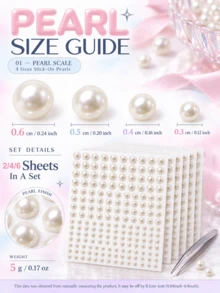 2/4/6/8 Sheets Self Adhesive Pearl Stickers,Shynek Hair Pearls Stick On Pearls For Hair, Face, Makeup, Eye,Nail, Crafts, Wedding Decor, Assorted Sizes - Multicolor - View 10