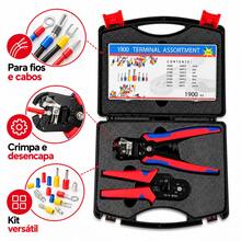 Kit de ferramentas para eletricista, incluindo 1900 terminais, alicate de crimpagem, decapador de fios e cortador de fios + caixa de armazenamento. - A - Visão 5