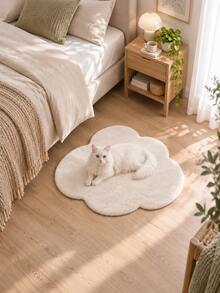 1pc White Soft Faux Rabbit Fur Area Rug - White Fluffy Area Rug - Machine Washable Fluffy Chair Cover/Sofa Cover - Suitable For Bedroom, Living Room, Especially For Winter Home Use, Suede Backing, Perfect For Winter Women's Home Decor, Bedroom Rug, Vanity Rug, Warm, Living Room Rug, Dining Room Rug, New Style This Year, Hot-Selling Item, Machine Washable, Made Of Faux Fur Material, Skin-Friendly And Soft, All-Season Style, Personalized Home Decor, Fashion Home Decor, Christmas, Gift Giving, Celebration, Party Supplies, Christmas Decoration - White - View 2