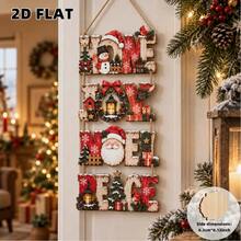 2D Flat, 1 Set Christmas Wooden Decorative Plaques, HOME, JOY, NOEL, PEACE Elements, Vintage Christmas Home Decor, Rope Hanging, Porch Decoration - A - View 2