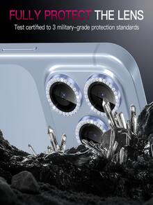 9件裝 適用於 iPhone 18 Pro/18 Pro Max 的水鑽金屬相機鏡頭保護套,裝飾鑽石鏡頭環保護,HD 透明鋼化玻璃相機蓋,防刮鏡頭保護膜 - 淺藍色 - 查看 4