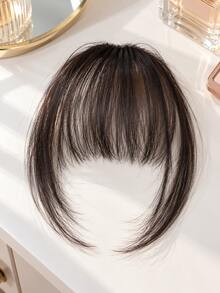 1pc Natural-Look Synthetic Fiber Clip-In Bangs, Wispy Air Fringe Hairpiece With Side Pieces, Korean Style For Daily Party Cosplay - Black - View 7
